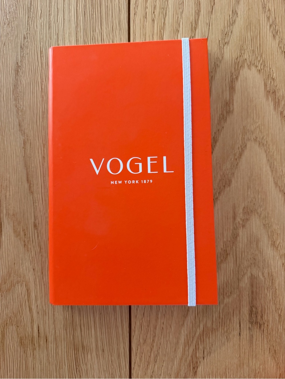 NWOT VOGEL Hardcover Notebook in Bright Orange with White Elastic